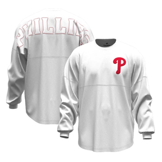 Women's Fanatics White Philadelphia Phillies Baseball Stitch Spirit Jersey Long Sleeve T-Shirt