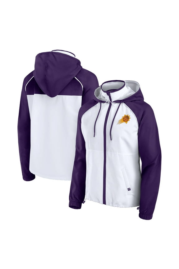 Women's Fanatics White/Purple Phoenix Suns Anorak Raglan Full-Zip Hoodie Jacket