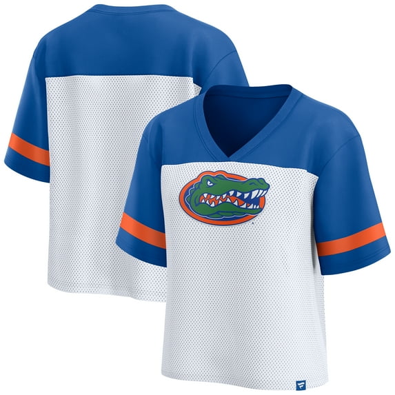 Women's Fanatics White/Royal Florida Gators Fundamentals Mesh Fashion T-Shirt