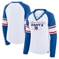 thumbnail image 1 of Women's Fanatics White/Royal New York Giants Redzone Blitz Package Raglan Lace-Up V-Neck Long Sleeve T-Shirt, 1 of 3