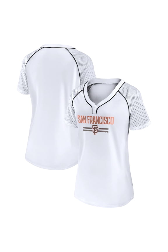 Women's Fanatics White San Francisco Giants Play Calling Raglan V-Neck T-Shirt