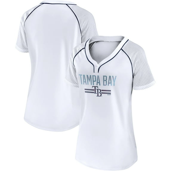 Women's Fanatics White Tampa Bay Rays Play Calling Raglan V-Neck T-Shirt