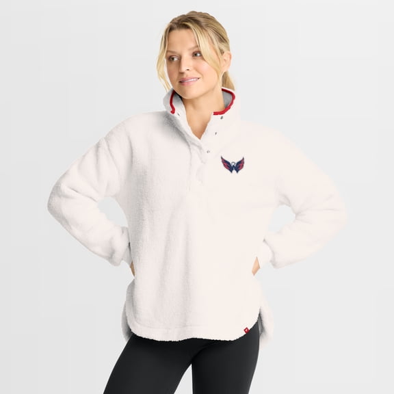 Women's Fanatics White Washington Capitals Rush Sherpa Half-Snap Pullover