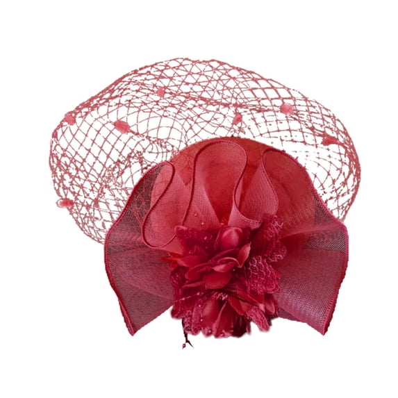 Women's Fascinator Hat, Elegant Mesh Veil with Flowers and Feathers, Church Wedding Tea Party Hat, Prom Garden Party Headpiece for Women-RD2