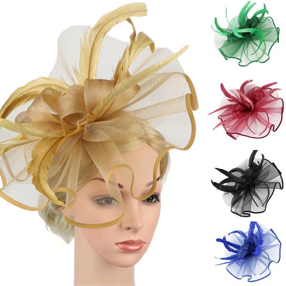 Women's Fascinator Hat LSQii Hair Clip Beret Pillbox Hat Green Floral Mesh Ribbons Headband for Spring Summer Tea Party Church Bridal Wedding