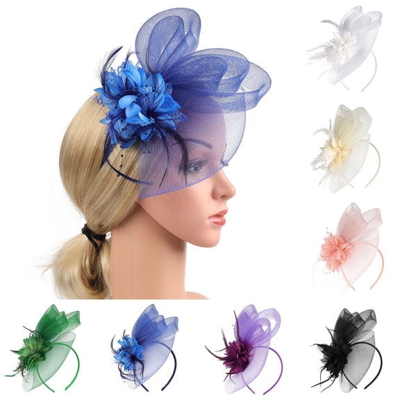 Women's Fascinator Hat LSQii Retro Floral Mesh Ribbons Headband Spring Hair Clip Beret Pillbox Hat for Cocktail Tea Party Bridal Wedding Gift