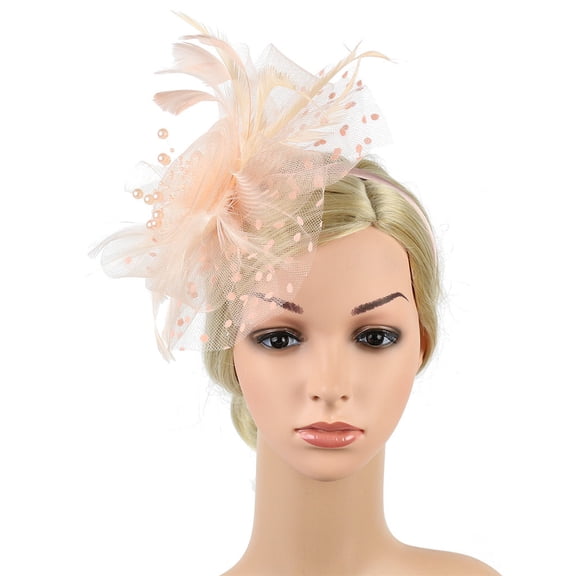 Women's Fascinator Hat with Veil And Feather Flower Mesh Headwear Elegant Hats for Fancy Dress Party Elegant Headband Derby Hats Pillbox Hat Mother Of The Bride Fascinator Veil Fascinator Hat