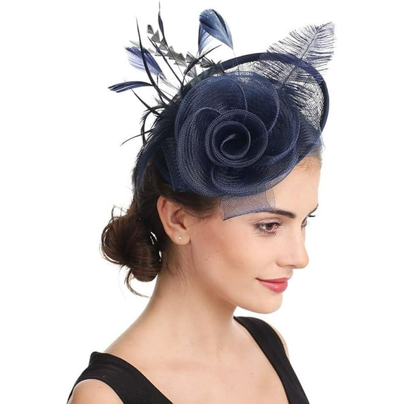 Women's Fascinators Feathers Tea Party Hat Veil with Hair Clip for Cocktail Church