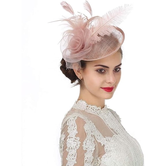 Women's Fascinators Feathers Tea Party Hat Veil with Hair Clip for Cocktail Church
