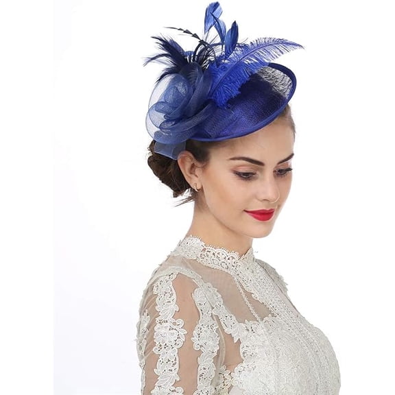 Women's Fascinators Feathers Tea Party Hat Veil with Hair Clip for Cocktail Church