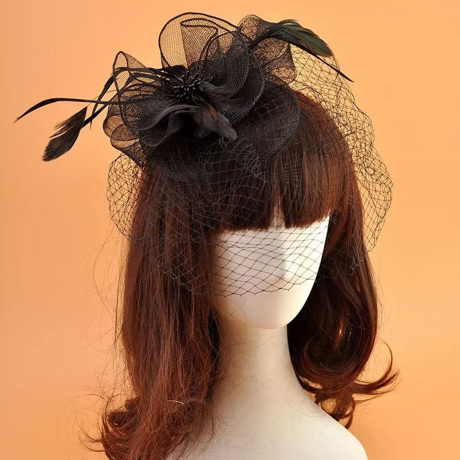 Women's Fascinators Hat Mesh Floral Feather Fascinator Headband for