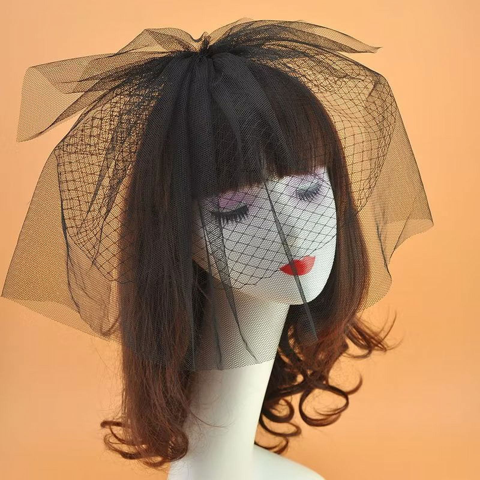 Women Mesh Veil Black Bridal Birdcage Short Wedding Face Veil with Clip Ayliss Women Mesh Veils Black Bridal Birdcage Short Wedding  main image 4