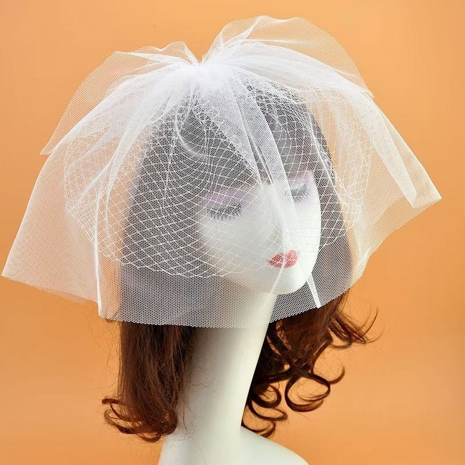 Mini Birdcage Wedding Veil, Short Facial Veil, Ivory White Black Bride Bridal Short Birdcage Wedding Veil with Crystals and Rhinestones  main image 2