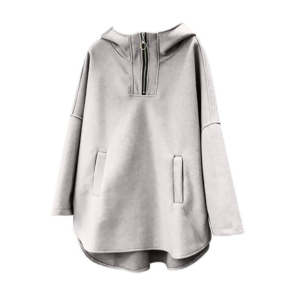 Women's Fashion 1/2 Zip Hoodies Casual Baggy Oversized Long Sleeve Hooded Blouses Outdoor Camping Daily Pullover for Fall