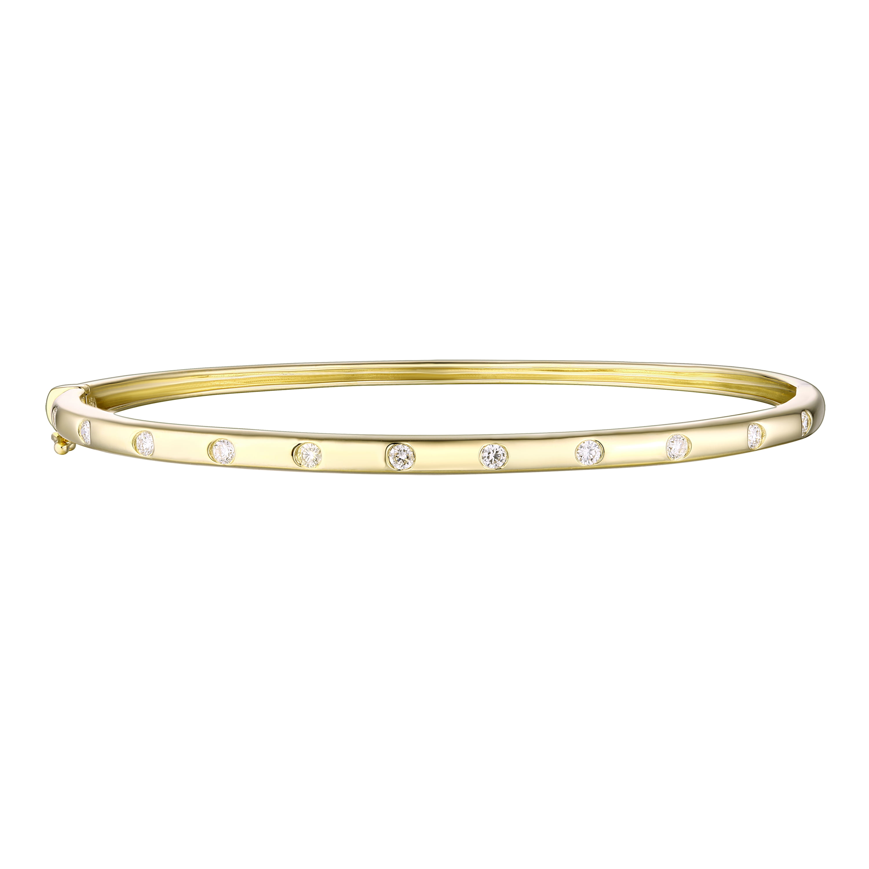 Women's Fashion 14k Yellow Gold Bangle Bracelet Hinged 0.34 Ct Genuine