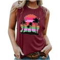 thumbnail image 1 of Women's Fashion 2024 Dressy Casual Tops Crew Neck Summer Clothes for Teen Girls Vintage Elegant Going out Blouse Retro Sunset Graphic Tank Tops Sleeveless Loose Fit Flowy Tunic Tops Wine T Shirts M, 1 of 5