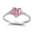thumbnail image 1 of Women's Fashion 925 Sterling Silver Heart Emerald Promise Ring, 1 of 1