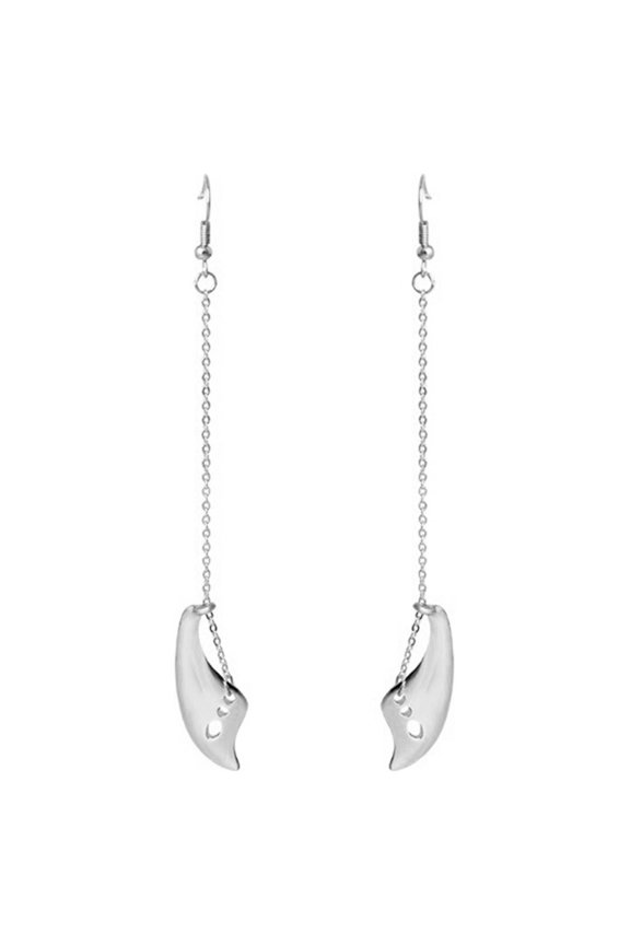 Women's Fashion Accessory Long Dangle Axe Shape Earrings Jewelry (Silver)