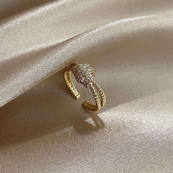 Womens Copper Index Finger Ring with Gold Thread Fashion Design Adjustable Everyday Jewelry Versatile Ring Elegant Accessory Statement Ring