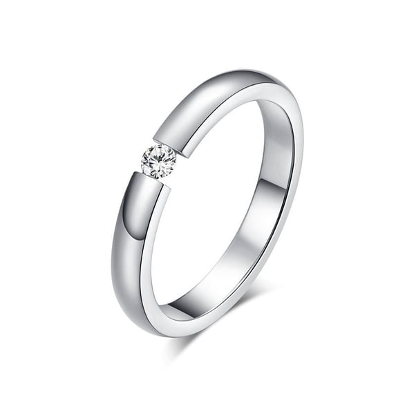 Womens Alloy Ring with Single Diamond Artificial Gemstone Inlay Fashion Jewelry European and American Ring Women's Gift Black Silver Rose Gold and Gold