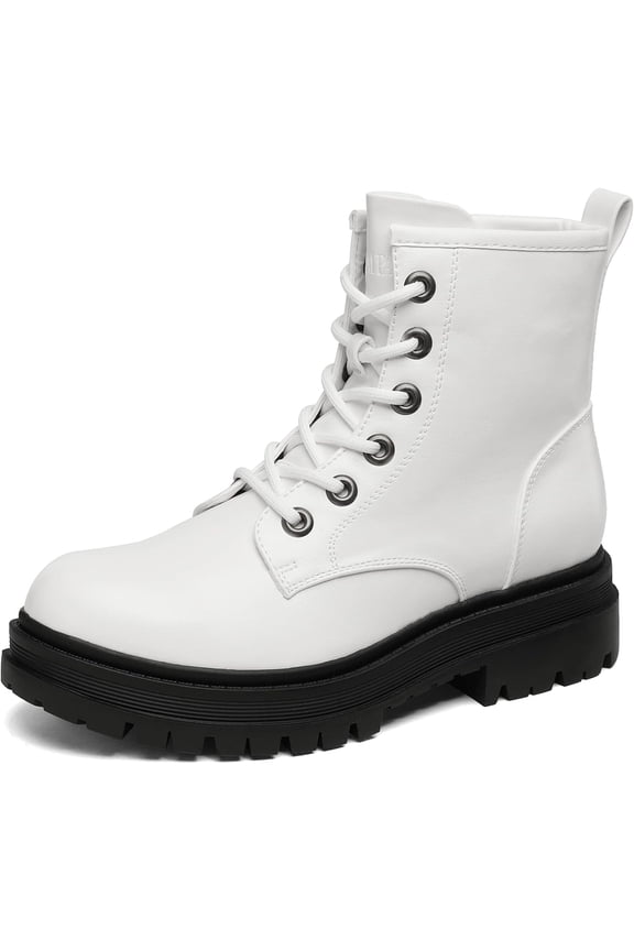 Women’s Fashion Ankle Booties Causal Side Zipper Lace-up Combat Boots