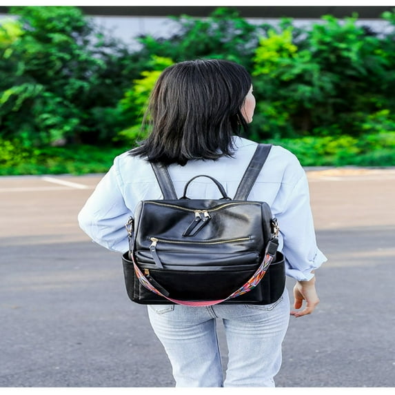 Women's Fashion Backpack Multipurpose Design Handbags and Women Leather Shoulder Handbags PU Leather Women Tote Bag,Black