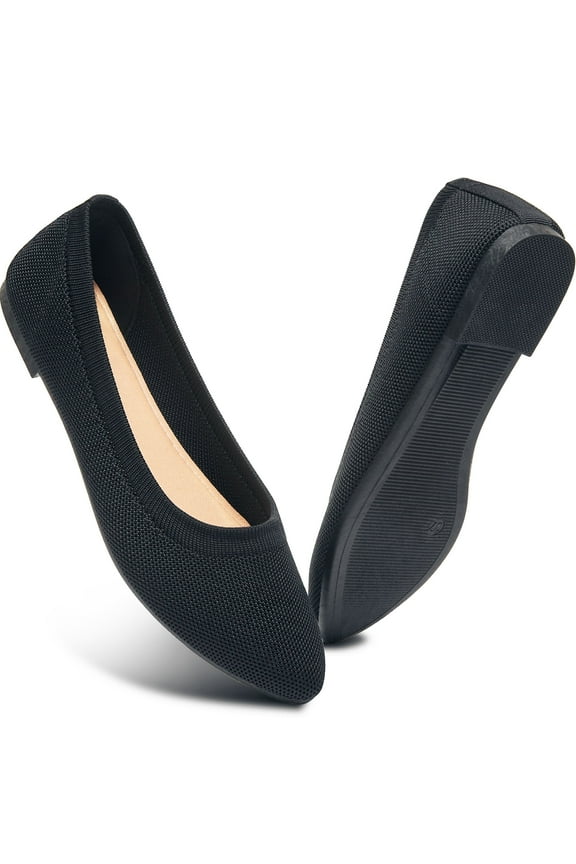 Women's Fashion Ballet Flats Pointy Toe Flats Mesh Casual Shoes for Women Slip on Shoes(Black,US10)