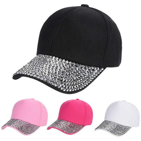 Women's Fashion Baseball Cap Rhinestone Paw Print Design Snapback Hat