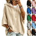 thumbnail image 1 of Women's Fashion Batwing Sleeve Sports Hoodies | Baggy Versatile Crew Neck Pullover Hooded Tops Fall Casual Loose Trendy Beach Vacation Travel，Khaki，XL, 1 of 7