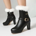 thumbnail image 1 of Women's Fashion Belt Buckle Round Toe Side Zipper Ankle Boots, 1 of 4