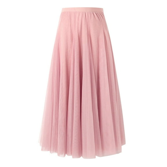 Women's Fashion Big Swing Skirt Thin A Line Skirt Solid Color Skirt Flowy Comfortable Stretchy Waist Casual Summer Skirt