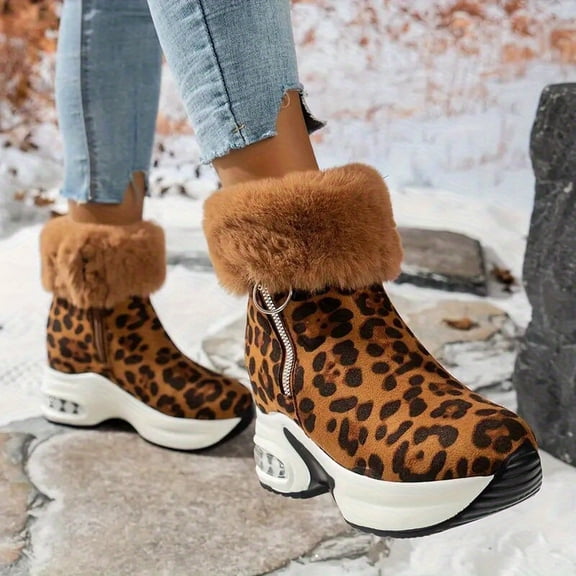 Women's Fashion Boots Autumn Winter British Short Heeled Waterproof Thick Winter Boots, Cozy Plush Slip-On Comfortable Footwear, Anti-Slip Side Zipper Ankle Shoes Snow Boots for Women,Size 39