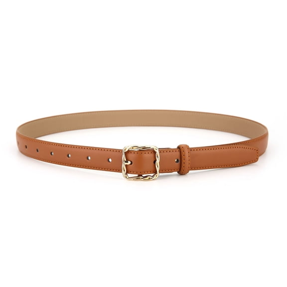 Women‘s Fashion Buckle Genuine Leather Belt - Skinny Waist Belt for Jeans, Pants, Dresses