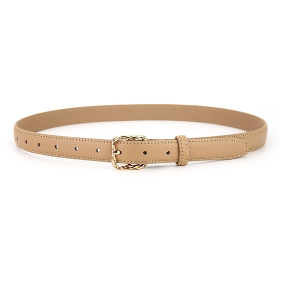 Women‘s Fashion Buckle Genuine Leather Belt - Skinny Waist Belt for Jeans, Pants, Dresses