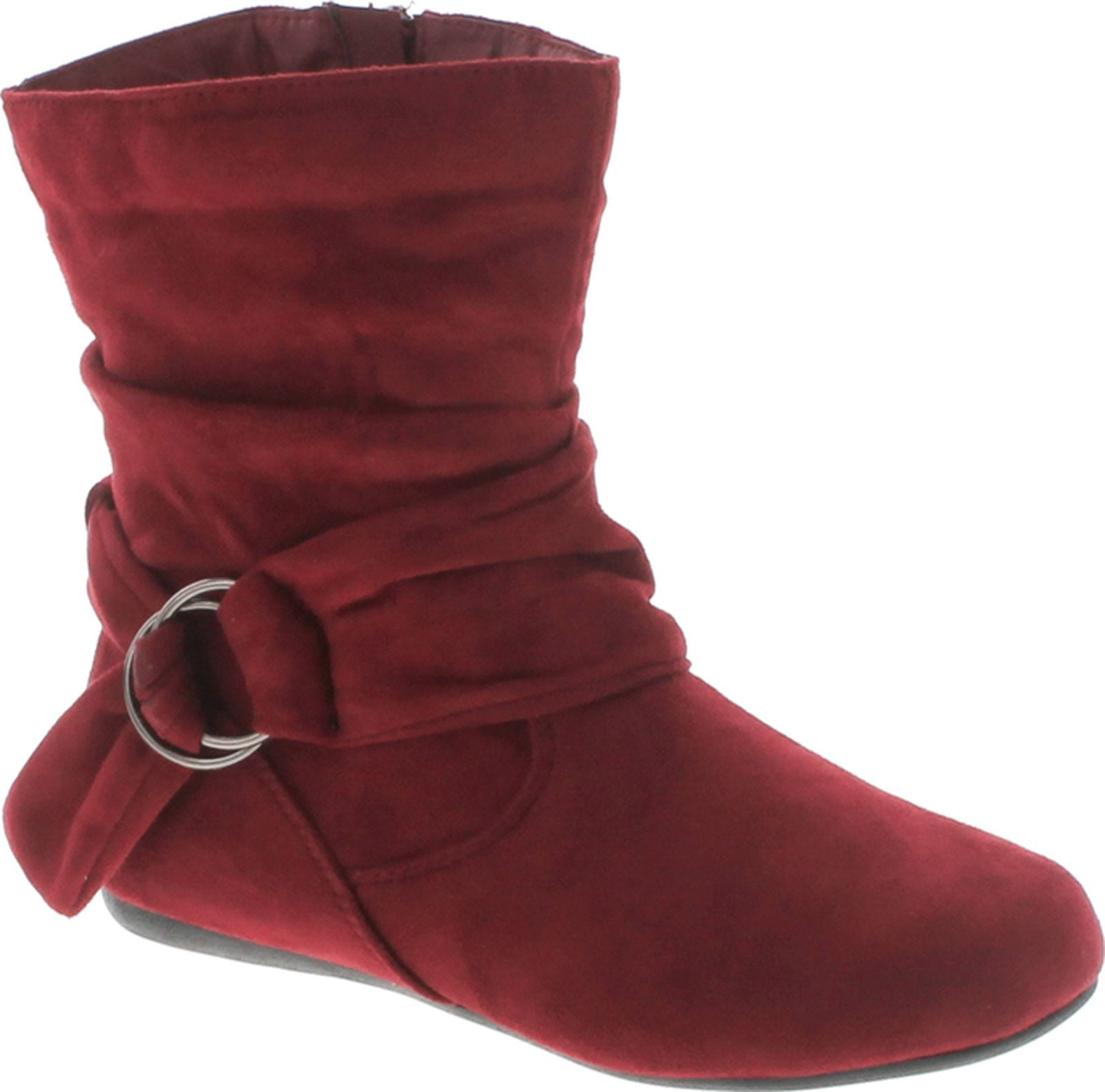 Women s Fashion Calf Flat Heel Side Zipper Slouch Ankle Boots