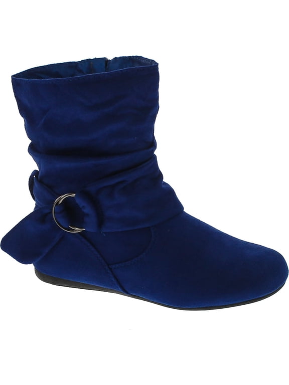 Women's Fashion Calf Flat Heel Side Zipper Slouch Ankle Boots