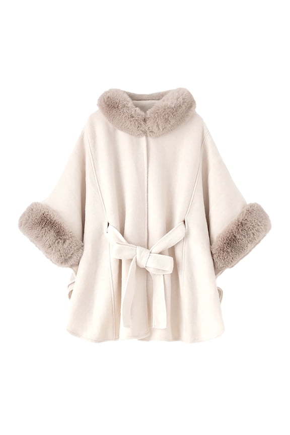 Women's Fashion Cape Shawl Jacket - Loose Plus Size, Temperament Design, Beige