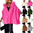 thumbnail image 1 of Women's Fashion Casual Button Long Sleeve Round Neck Plush Jacket for Daily Wear, Winter Outings, and Holiday Gatherings,Army Green,L, 1 of 7