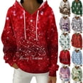 thumbnail image 1 of Women's Fashion Casual Christmas Print Pullover Long-Sleeve Hooded Sweatshirt, Festive Fall Winter Wear with Soft Fabric and Holiday Theme for Cozy Comfort,Purple,2XL, 1 of 5