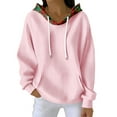 thumbnail image 1 of Women's Fashion Casual Christmas Print Pullover Long-Sleeve Sweatshirt for Holiday Season and Comfortable Athletic Wear,Pink,2XL, 1 of 5