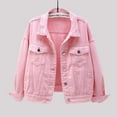 thumbnail image 1 of Women's Fashion Casual Colorful Solid Size Large Pocket Button Denim Coat Women's Short Coat Long Jean Jacket Boyfriend Jean Jacket Women Half Denim Jacket for Women Denims Jacket for Women Juniors, 1 of 6