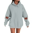 thumbnail image 1 of Women's Fashion Casual Comfortable Round Neck Hooded Long Sleeve Christmas Print Warm Sweatshirt for Holiday Wear and Winter Season Comfort,Gray,L, 1 of 6