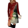 thumbnail image 1 of Women's Fashion Casual Dress with Pockets, Decorative Buttons, Christmas Prints, Round Neck and Long Sleeves for Practical Holiday Wear,Army Green,2XL, 1 of 7