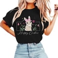 thumbnail image 1 of Women's Fashion Casual Easter Print Round Neck Short Sleeve T-Shirt Top Black XL, 1 of 5