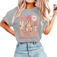 thumbnail image 1 of Women's Fashion Casual Easter Print Round Neck Short Sleeve T-Shirt Top Light Gray XL, 1 of 5
