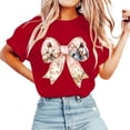 thumbnail image 1 of Women's Fashion Casual Easter Print Round Neck Short Sleeve T-Shirt Top Red M, 1 of 5