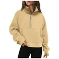 thumbnail image 1 of Women's Fashion Casual Half Zip Sweatshirt Stand Collar Soft Comfortable Lightweight Pullover Top for Everyday Wear, 1 of 1