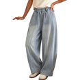 thumbnail image 1 of Women's Fashion Casual High Waist Wide Leg Jeans Loose Fit Simple Style Denim Long Pants Streetwear with Pockets Light Blue M(M), 1 of 7
