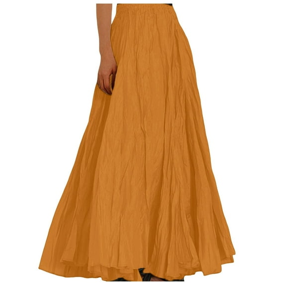 Women's Fashion Casual High Waist Wrap Skirt - Solid Vintage Loose Beach Maxi
