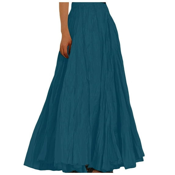 Women's Fashion Casual High Waist Wrap Skirt - Solid Vintage Loose Beach Maxi